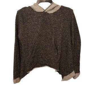 Elan Cropped Sharkbite Hem Terry Dress Hoodie Size Small